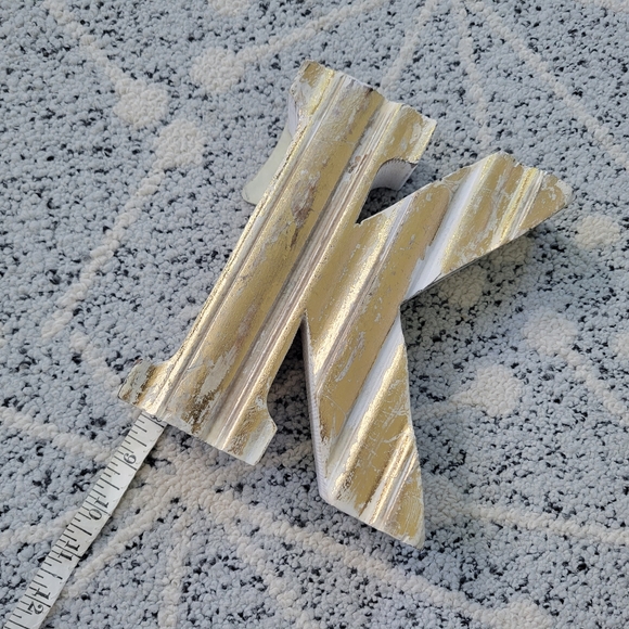 Farmhouse Rustic Gold & White Wooden K - Picture 10 of 10